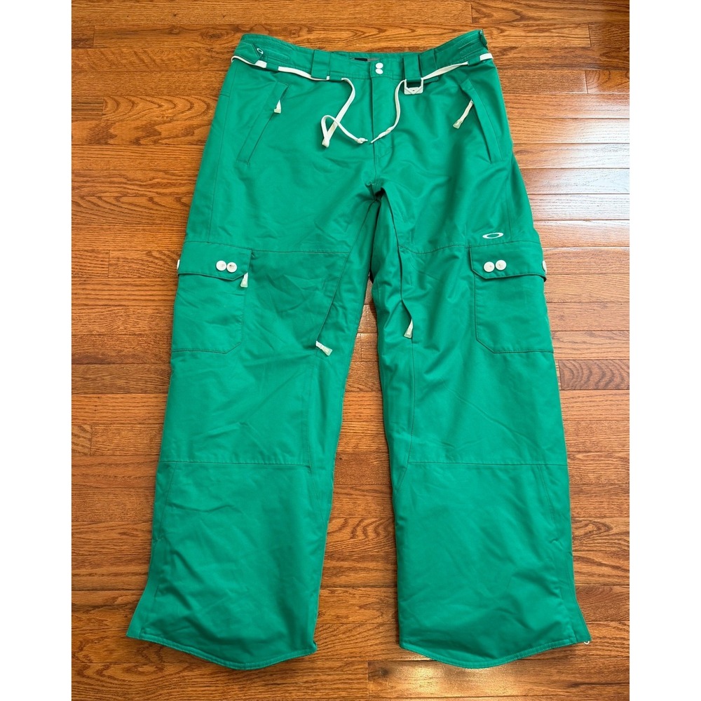 Oakley Pro Rider Ski Snow Pants Mens 2XL 34" Green Cargo Snowboard Winter